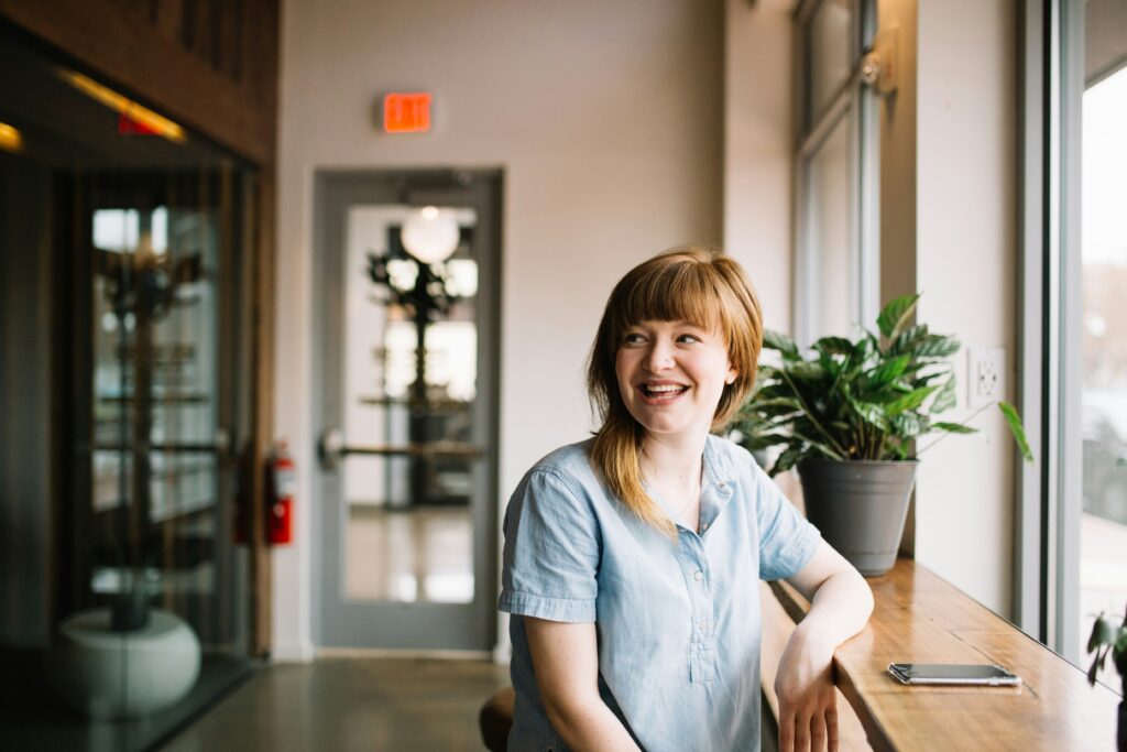 Happy employee smiling