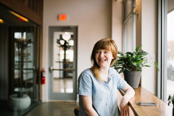 Happy employee smiling